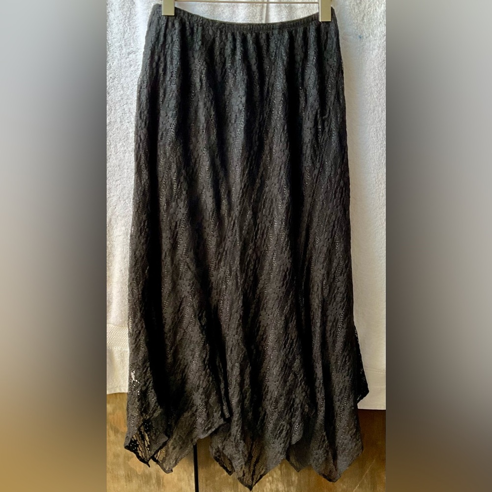 Chico's Black Pleated Midi A-Line Skirt